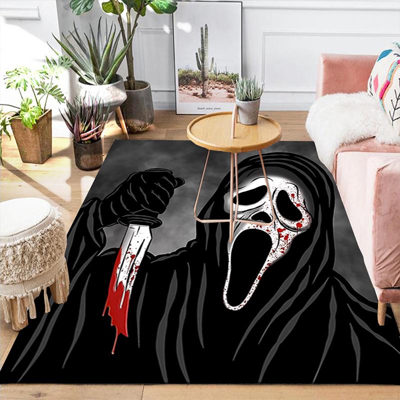 1Pc Scream Horror Icon Rug, Office Carpet Indoor Outdoor Doormat, Non-Slip Soft, Living Room, Christmas Halloween Gift M929112
