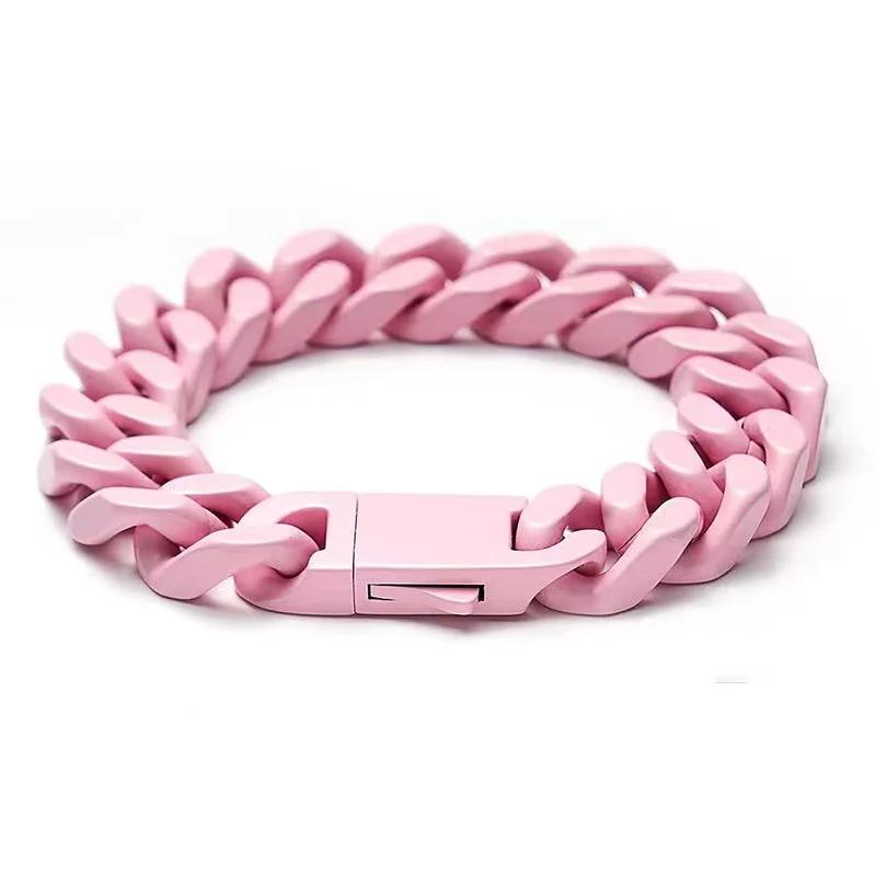 

Color Stainless Steel Miami Cuban Hip Hop Men s Bracelet Ins Style Color Titanium Steel Couple Bangle Bangle Jewelry Wholesale 21CM