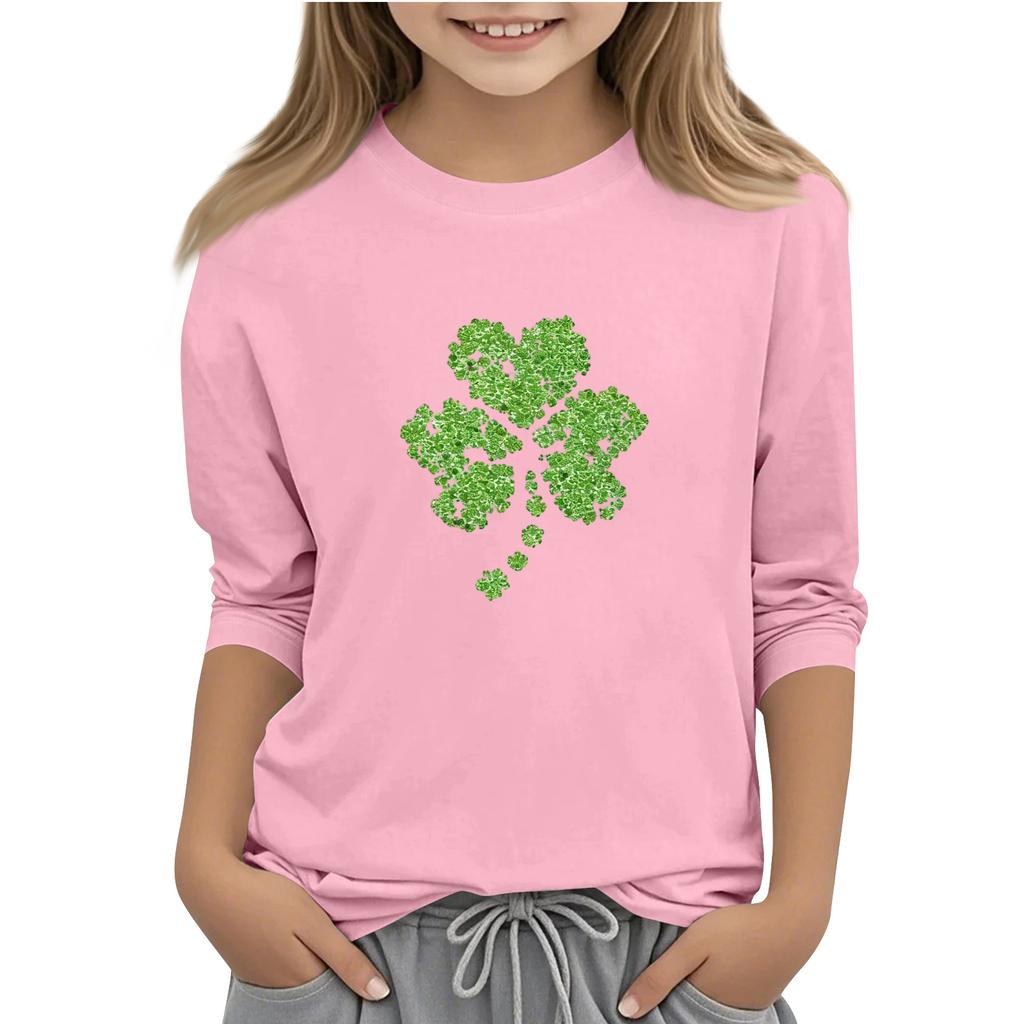 Children's Casual Seven-Quarter Sleeve Round-Neck Fashion T-Shirt Top