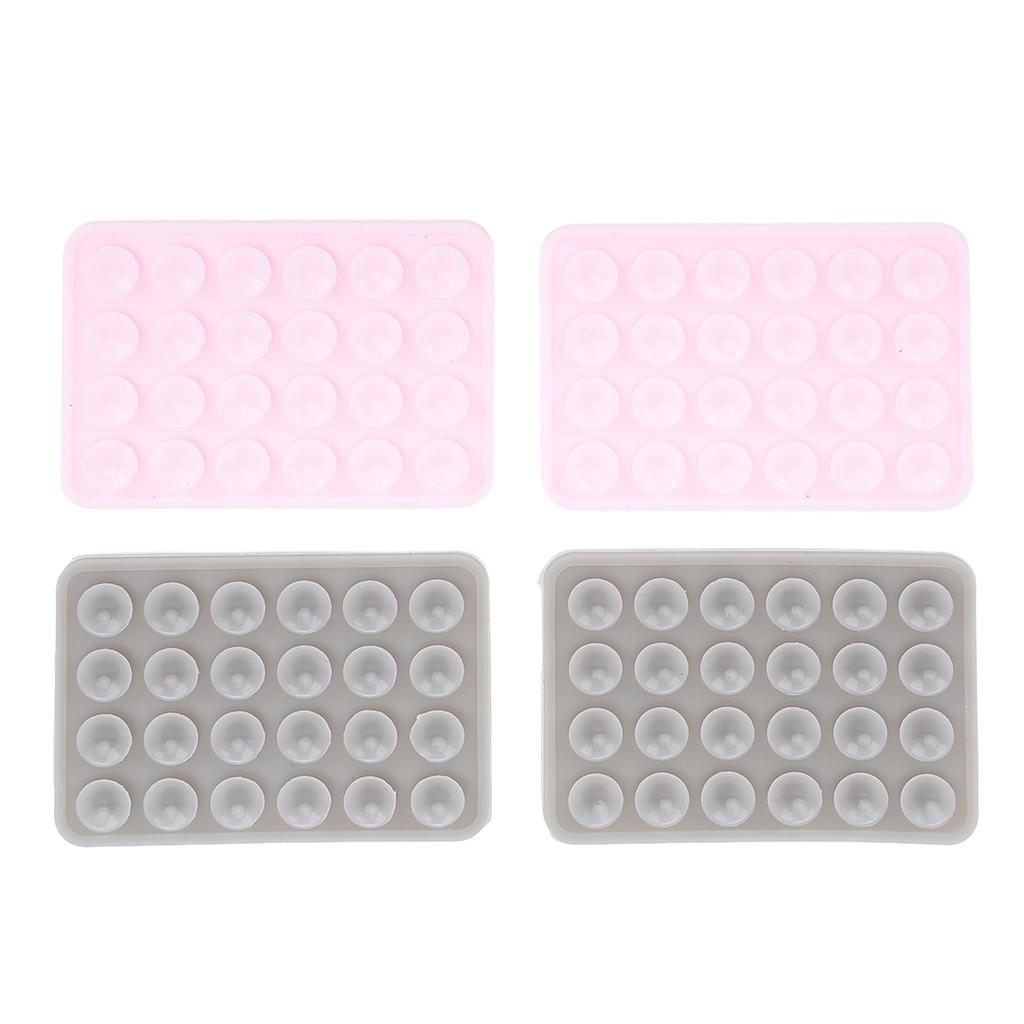 4pcs Silicone Suction Phone Case Easy To Use Multi Functional Phone Suction Grip Holder Pink Grey