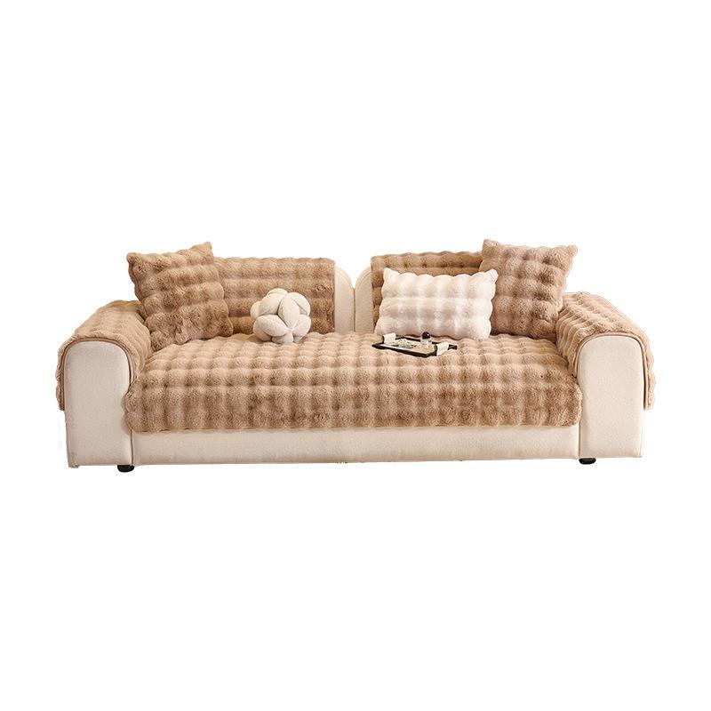 Neuer Herbst- und Winter Hase Plüsch Warm Plüsch Sofakissen Verdicktes Rutschfestes Kissen Leder Sofaüberwurf Überzugstoff