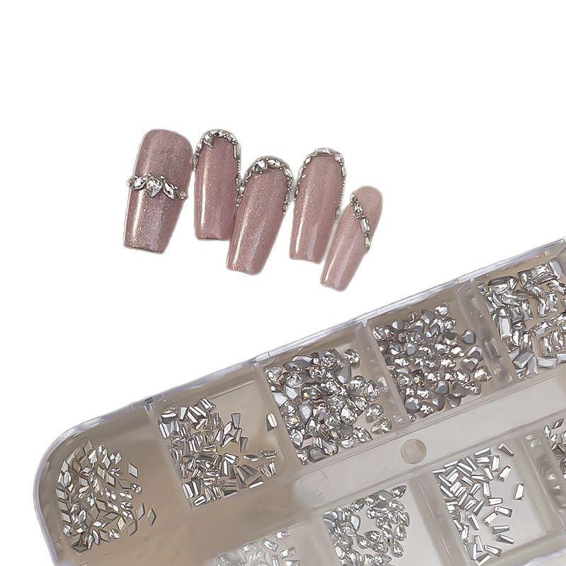 Mixed Irregular Flatback Nail Art Box: Super Shiny Snowflake Rhinestones & Mini Zircon Stars