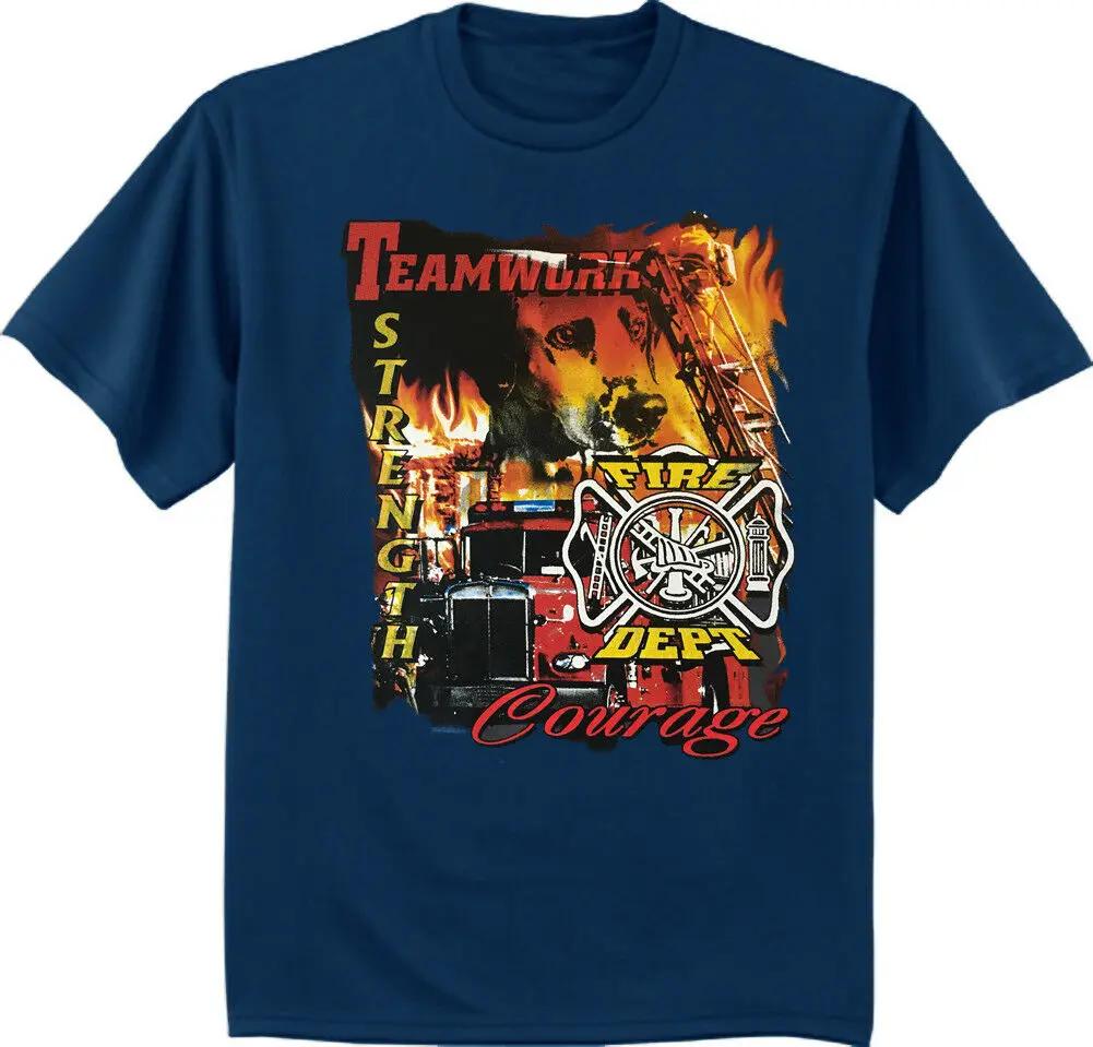 

Fire Dept Teamwork Strenght Courage Firefighter Fireman Gift TShirt 100 Cotton ONeck Summer Short Sleeve Casual Mens Tshirt S