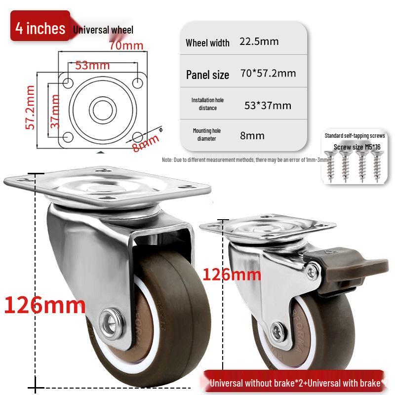 Ultra-Quiet Universal Small Trolley Load-Bearing Swivel Caster for Furniture