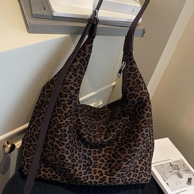 Single-shoulder Bag with Leopard Print Fashion, High Appearance Level, Niche and Relaxed Tote Bag