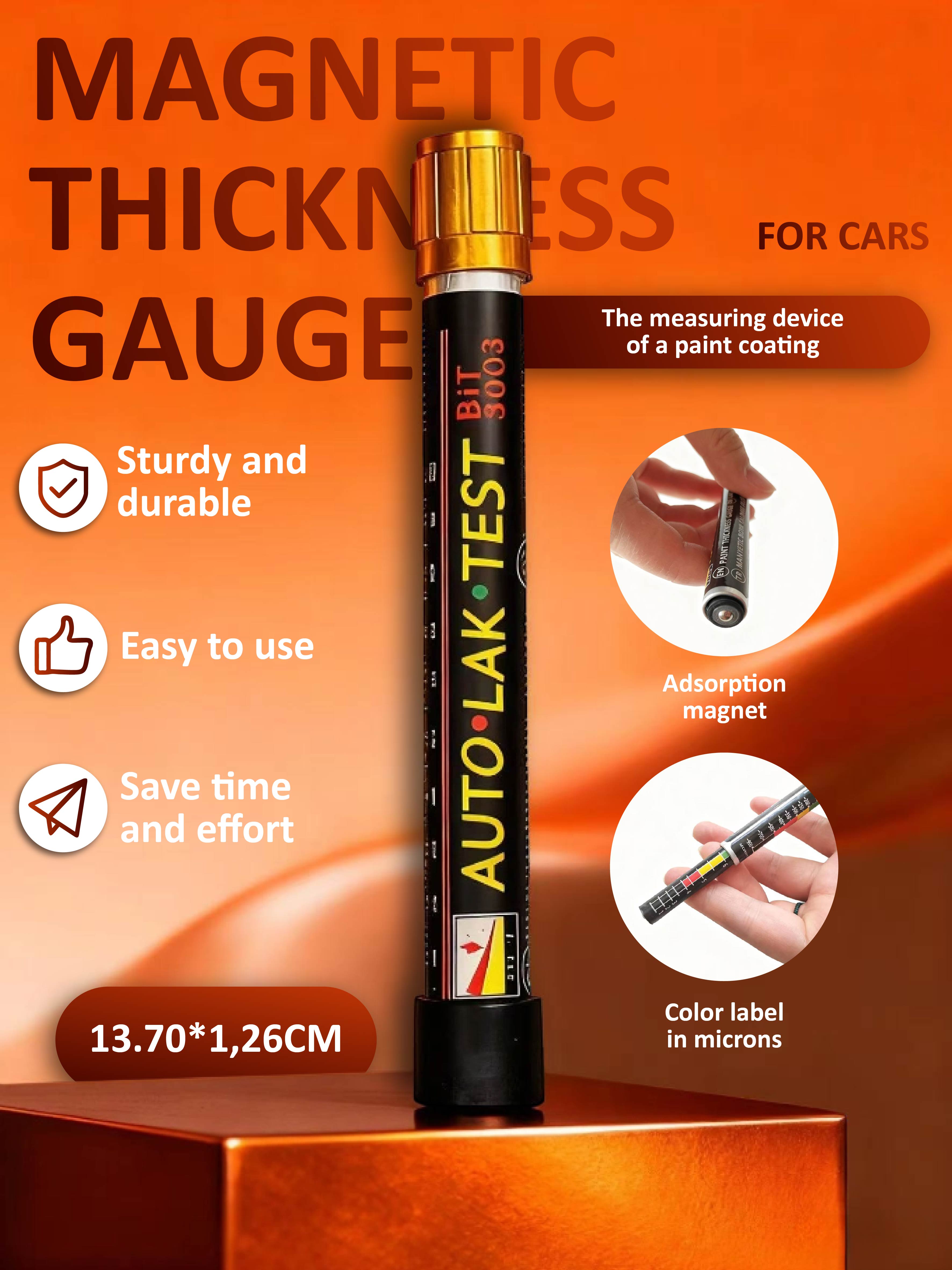 

AUTO-LAK TEST Magnetic Paint Thickness Gauge for Cars (Sturdy & Easy-to-Use Coating Measurement Tool)