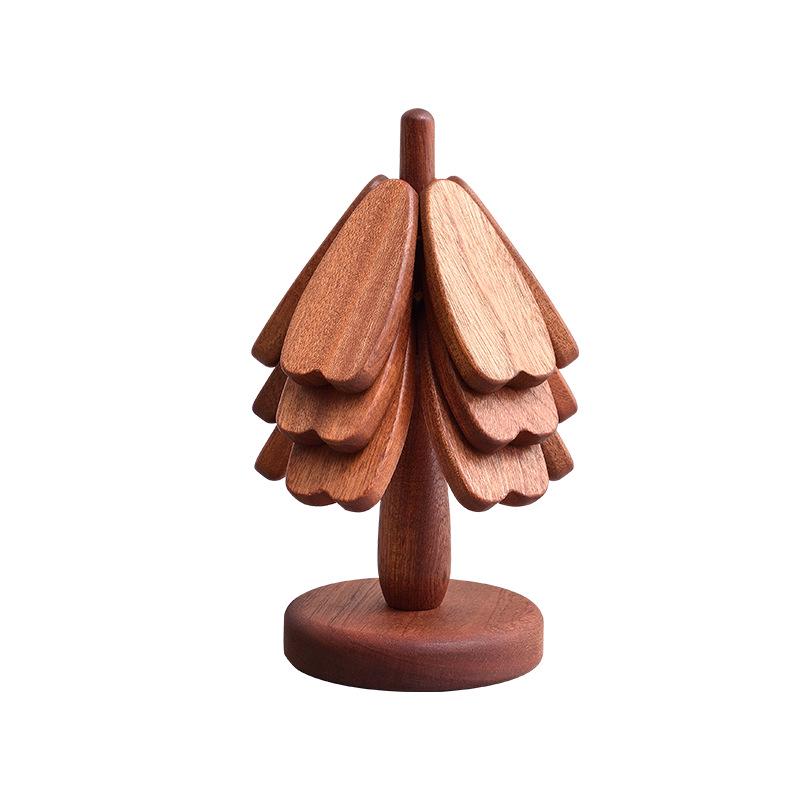 High-End Solid Wood Christmas Tree Table Mat - Heat Resistant Pot and Dish Pad, Decorative Ornament
