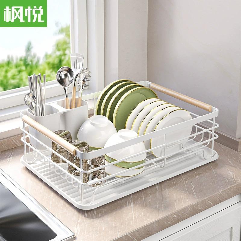 Escurridor De Platos De Cocina De Un Nivel Organizador De Vajilla Estante De Almacenamiento Blanco