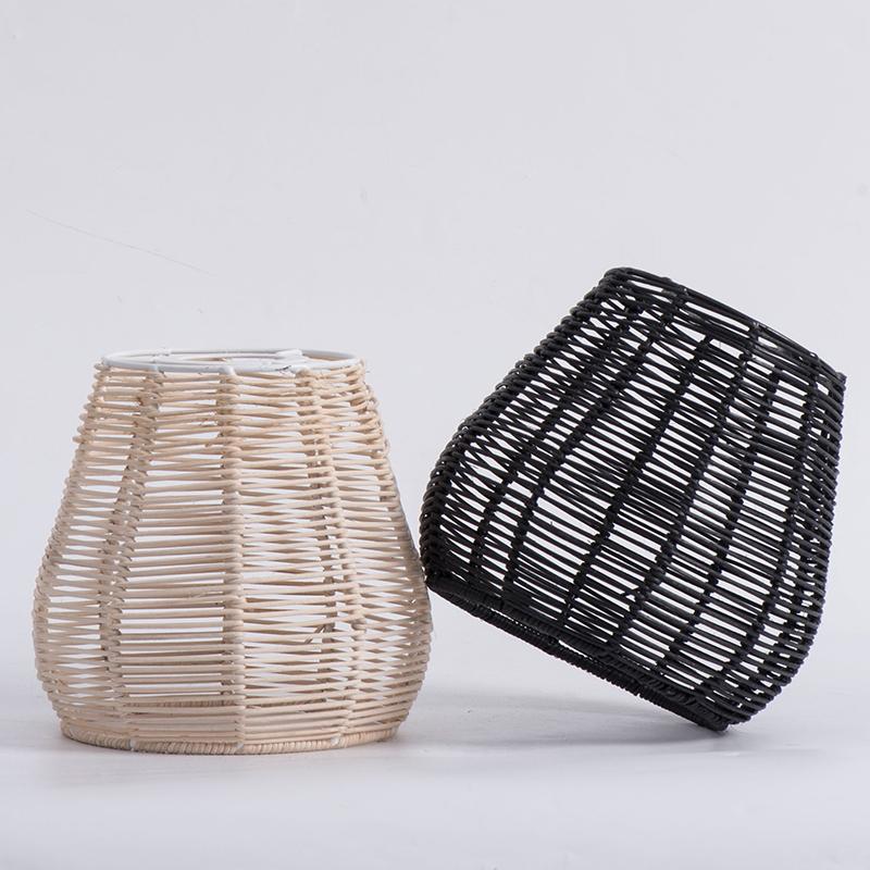 Retro Weave Lampshade Imitation Vine Paper Rope Lamp Cover Hanging Chandelier Lamp Shade Light Fixture Accessories Home Decor