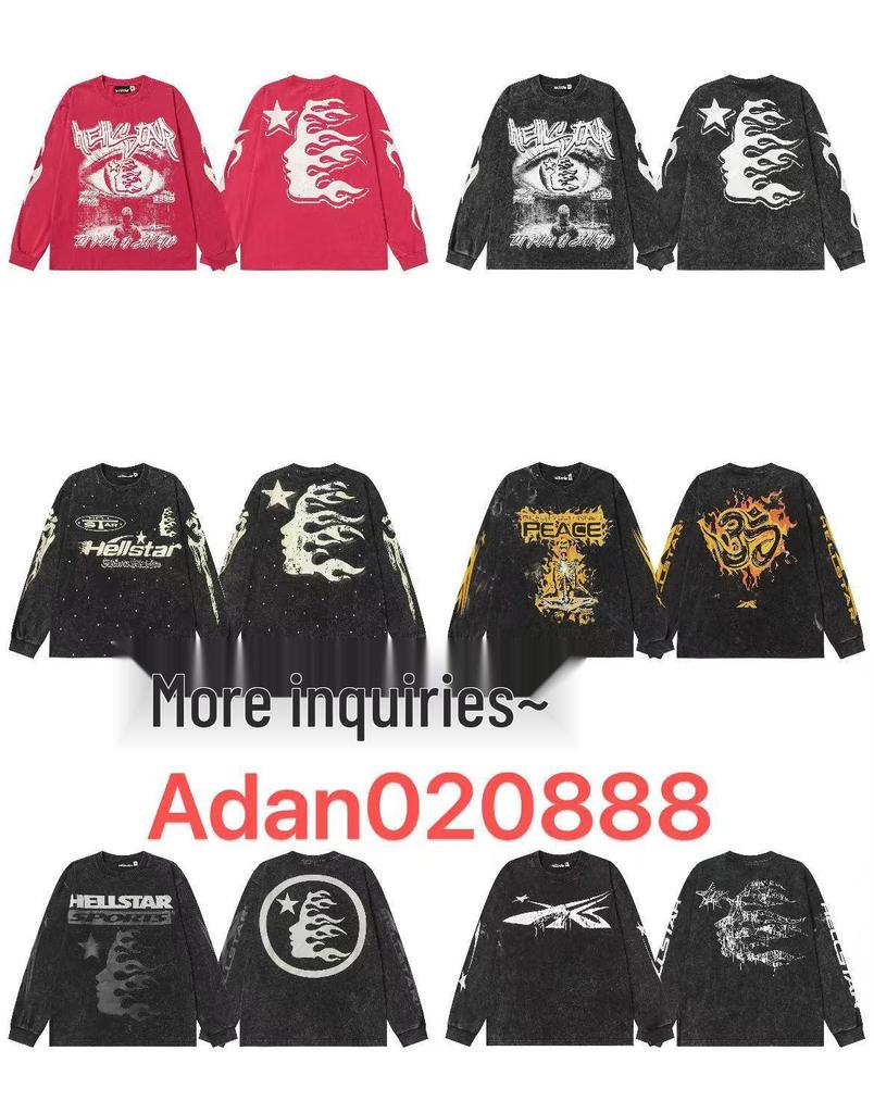 Hellstar Vintage Gewaschener Langarm-Hoodie - Europäischer & Amerikanischer Streetwear-Stil