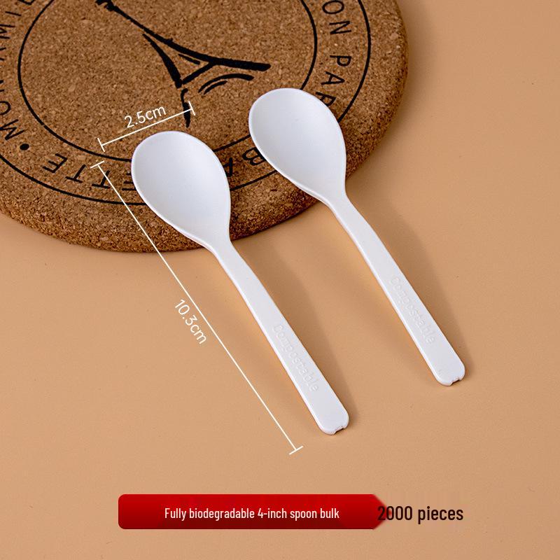 Disposable Biodegradable PLA Cutlery Set: Knife, Fork, Spoon with Long Handle and Thick Design