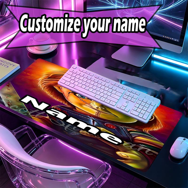 Custom Name Personalized Bride of Chucky Pattern Mousepad, Laptop PC Desk Mat, Decorative Desk Mat for Home Keyboard Pad Gift