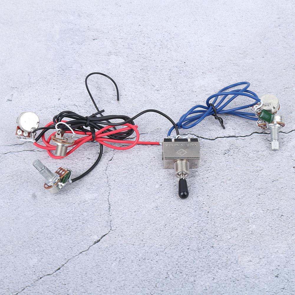 Guitar Wiring Harness Kit Prewired 3 Way Switch 2V2T1J for Electric Guitar Wire AccessoriesBlack