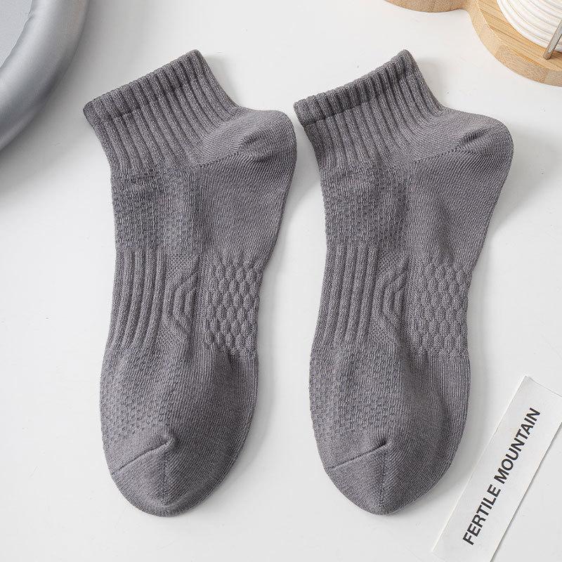 Men's Spring and Summer Simple Pure Color Sports Sweat Absorbent Mesh Breathable Massage Bottom Short Tube Cotton Socks