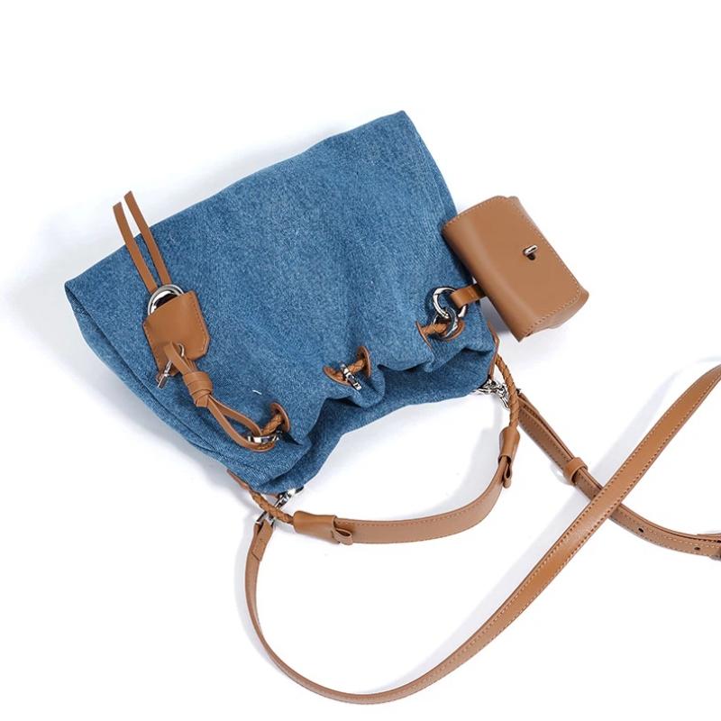 Designer Brand Fashion Women's Denim Handbag Minimalist Crossbody Messenger Lady Pouch Design Tote Shoulder Bag Spring Summer 2026 Collection