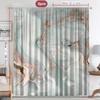 2PC Home Decoration Curtains With Green Marble Background And Pole Pocket Curtains, Kitchen, Coffee Shop, Living Room, Balcony