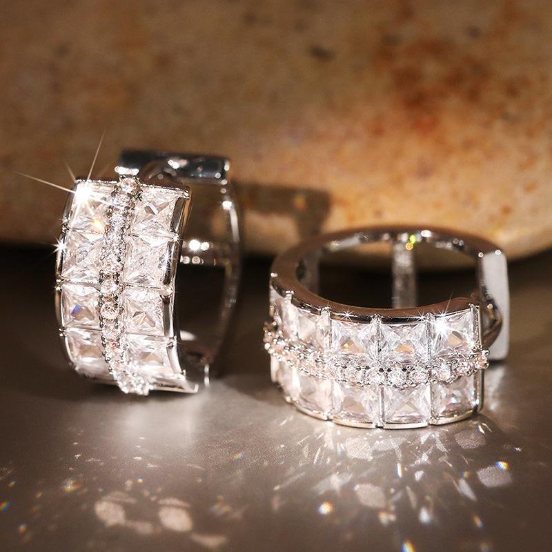 Simple Earrings for Women, Micro-inlaid Zircon Billingbilling Jewelry Chic.