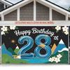 Party Backdrop Happy Birthday Birthday Floral Blue 28Th Photo Booth Background Front Door Decor