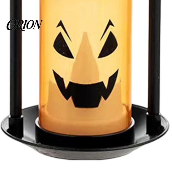 LED Pumpkin Lamp Halloween Ghost Face Candle Light, Battery Powered Lamp, Decorative Light Detachable Handle for Home Party Decor Portable Iron