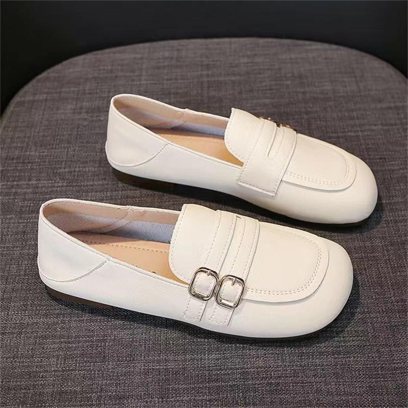 Korean version of flat-soled single shoes for women in the autumn of 2025, the new versatile one-pedal two-wear shallow-mouth soft-soled soft-leather 
