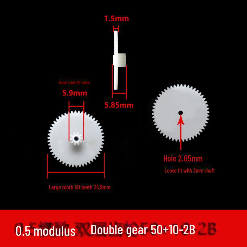 Dwuwarstwowa plastikowa przekładnia zębata o module 0,5, 40-56 zębów, konstrukcja z podwójną redukcją