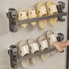 Punching Free Suction Cup Towel Pole Wall Mounted Towel Storage Hanger Bathroom Towel Rack  Kitchen