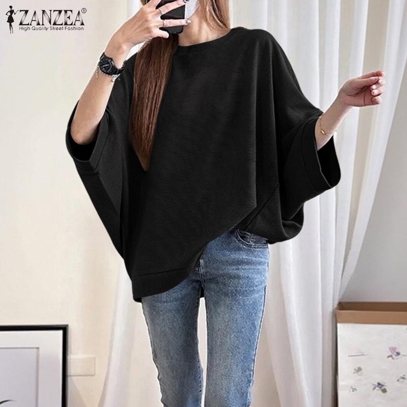 ZANZEA Women Casual Round Neck Batwing Sleeve Loose Blouse