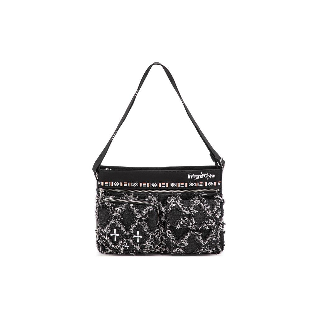 New LiNing Cotton Shoulder Bag, Crossbody Bag Unisex Black ABDT249-1