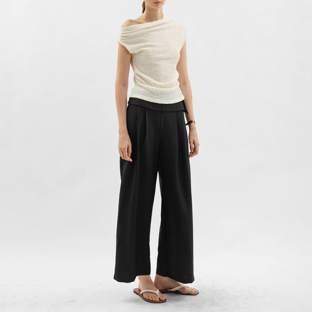 WEDNESDAY DELIGHT Wd_Overlap Waist Wide Pants_Black