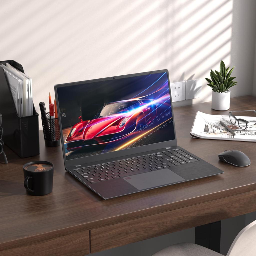 N95 Slim Windows 11 Pro 4C4T DDR5 12GB RAM 1TB NVMe 2280 Expandable up to Full USB Lightweight and Fingerprint Unlock Laptop, 15.6-inch, Compatible, +