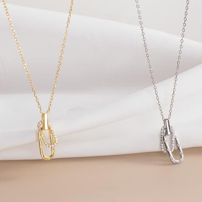 Klassische personalisierte Edelstahl Wunderschöne Doppel-Schnallen-Halskette Exquisites Jubiläumsgeschenk für Damen