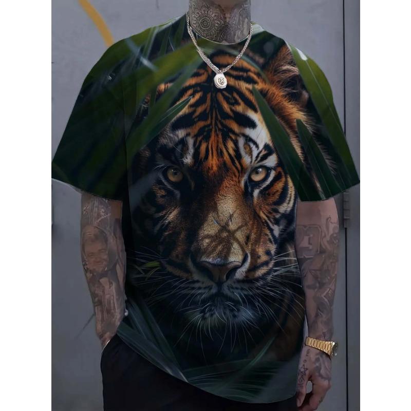 

Мужские футболки с 3D-принтом с животным тигром, топы, футболки, летняя женская уличная мода, унисекс футболка 6xl