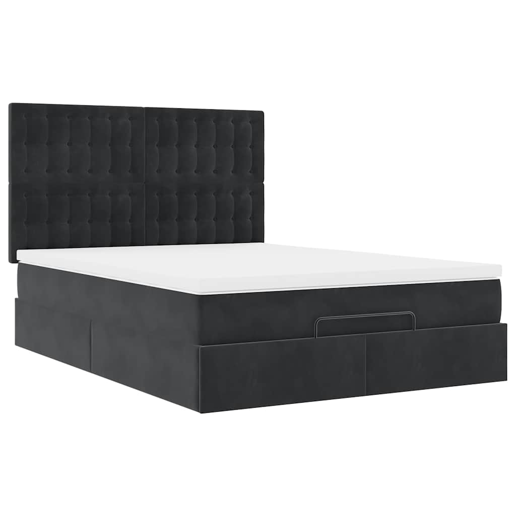 Ottoman Bed with Mattress Black 140 x 200 cm Velvet