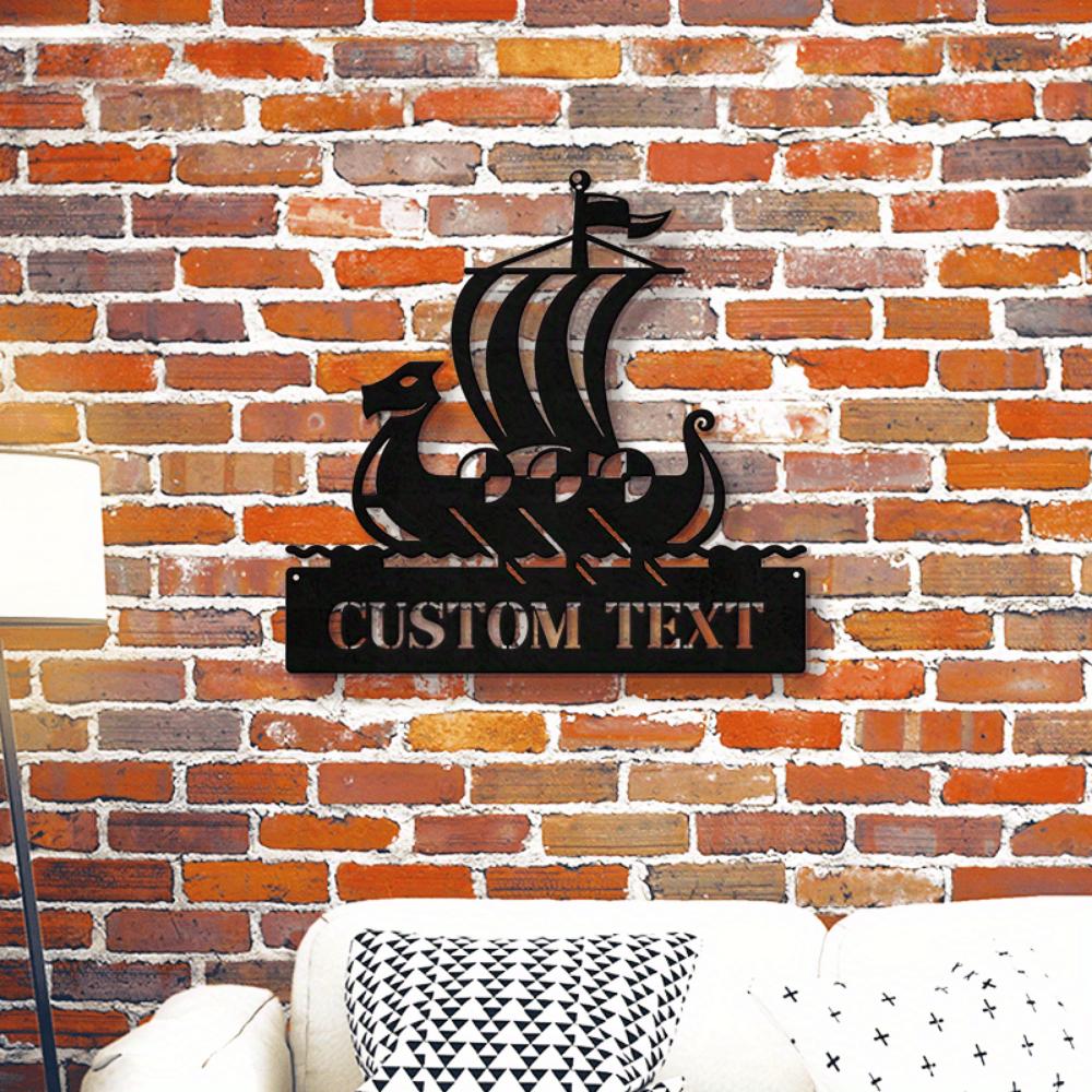 Unique Custom Metal Wall Art Viking Ship Nordic Home Decor Gift for Men Handcrafted Brave Aesthetic