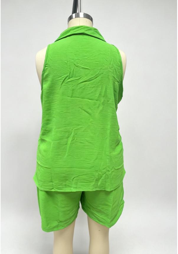 2026 Women's Spring/Summer European-American Style Cotton Linen Suit: Casual Loose Fashion Vest and Shorts