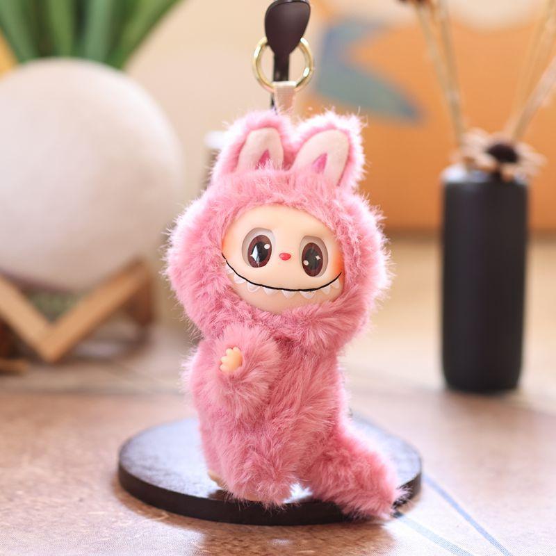 Cute Vinyl Pull Rabbit Plush Pendant Doll Small Rabbit Bag Keychain Toy