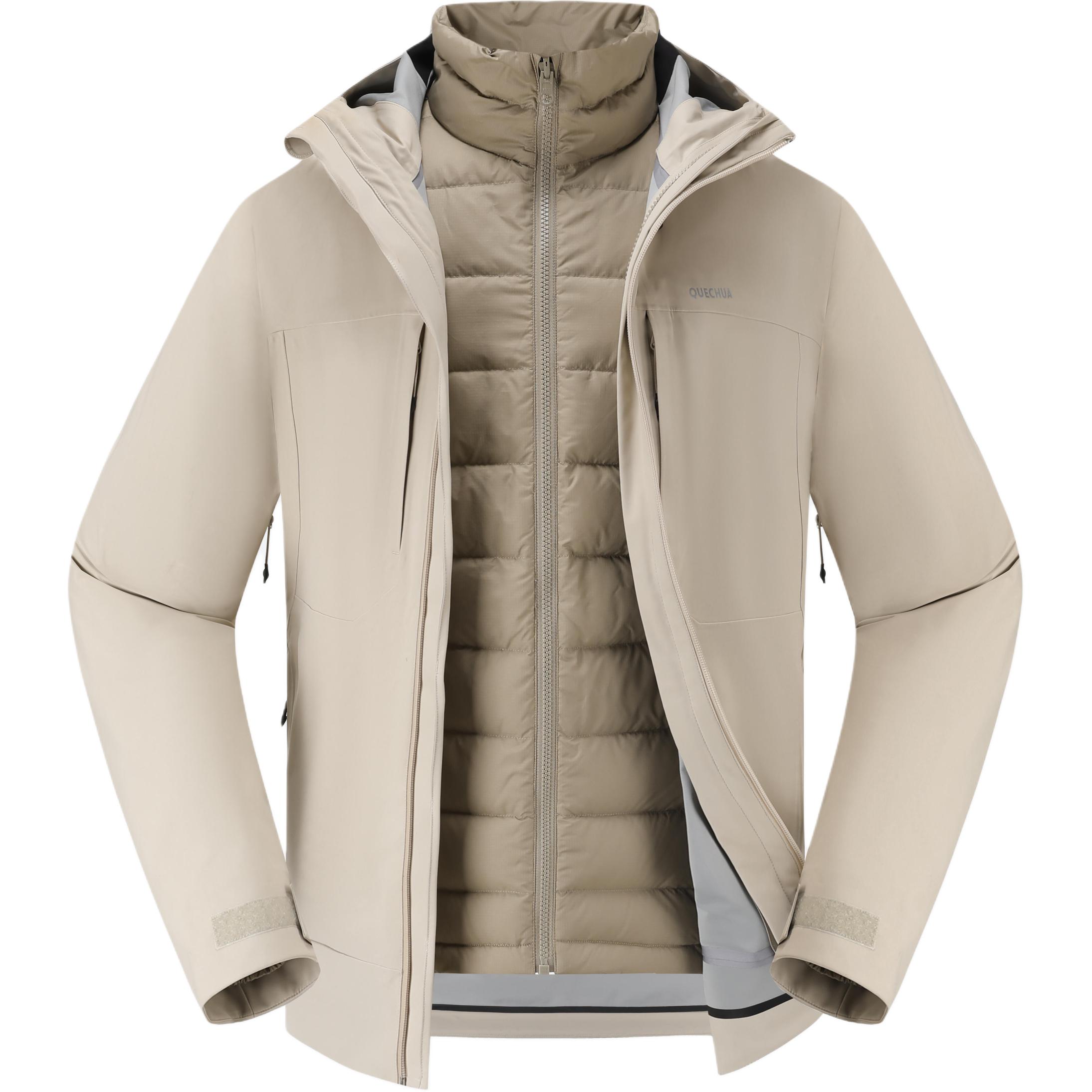 

DECATHLON Travel 900 3-in-1 Goose Down Warm Waterproof Thermal Jacket Men s Beige 2XL
