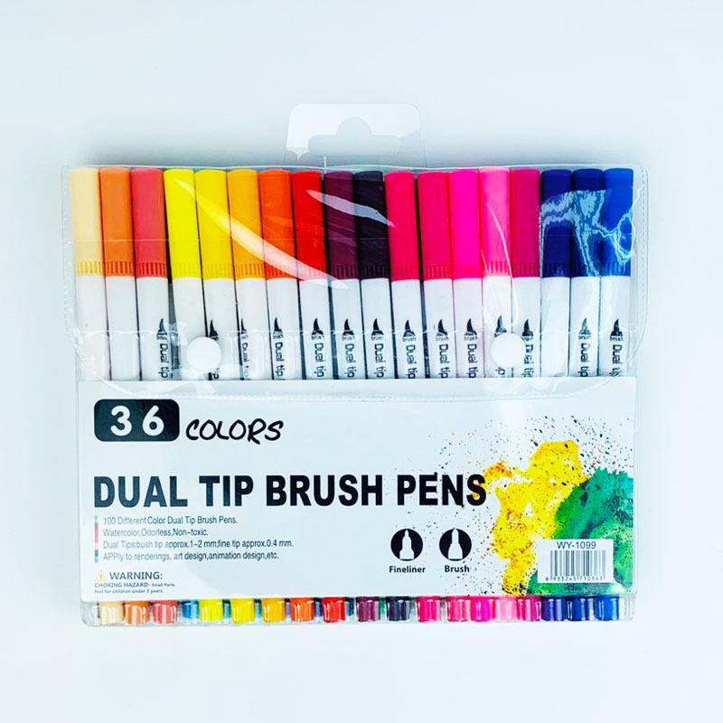 Double-Ended Fineliner & Soft Tip Watercolor Pen Set - Art Supplies for Children's Painting & Coloring
