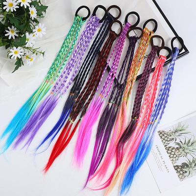Colorful Gradient Braided Hair Accessories for Little Girls - Hand-woven DIY Hair Rings and Wigs