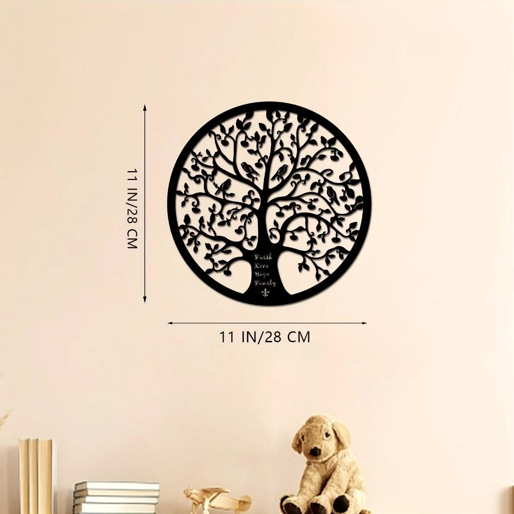 1-Piece Modern Tree of Life Metal Wall Decor - Black Line Sculpture for Home and Office | Stylish Metal Wall Hanging