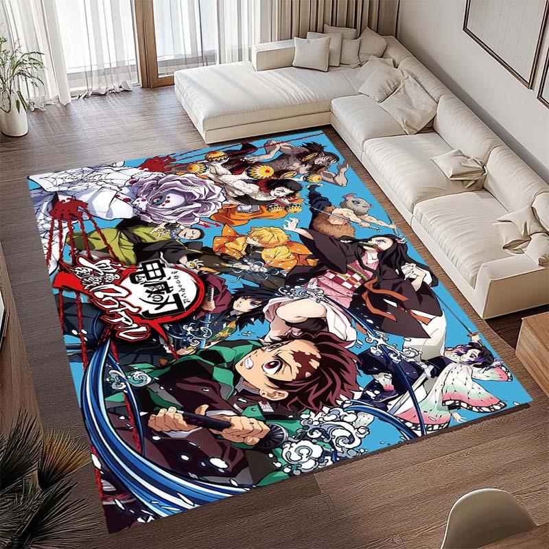 Anime-themed Kamado Nezuko Kimetsu No Yaiba Rug, Suitable for Playrooms, Bedrooms, Living Rooms, Sofas, and Other Home Décor;