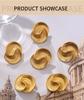 European and American Style Asymmetrical Titanium Steel 18K Gold Plated Water Drop Texture Spiral Earrings for Women