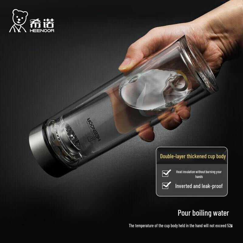 Heenoor Double-Layer Antibacterial Glass Tea Cup