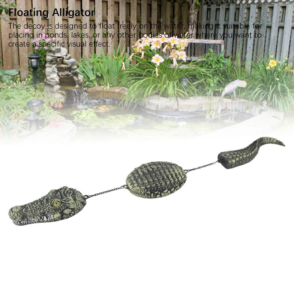 Simulated Floating Crocodile Decoy 3 Segment Plastic Multifunctional Floating Sculpture Fade Proof for Garden Pool