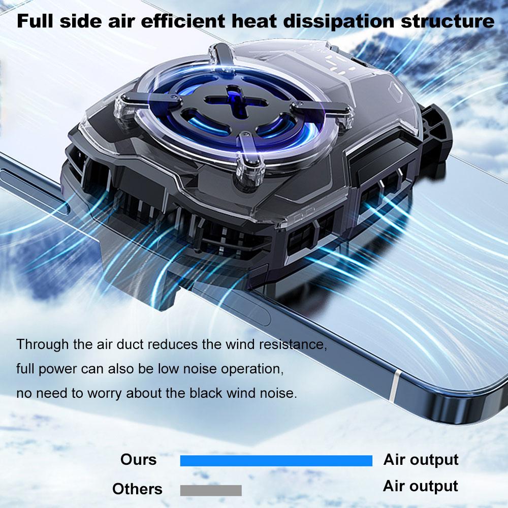 DL16 Universal Mobile Phone Cooler With LED Display Screen Air Cooler For Gaming Cooling Fan Radiator Cool Heat Sink Cellphone