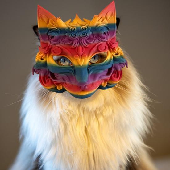 Fox Masque Plastic Fox Cat Animal Cosplay Half Face Masque for Halloween Masquerade Party Costume Accessory