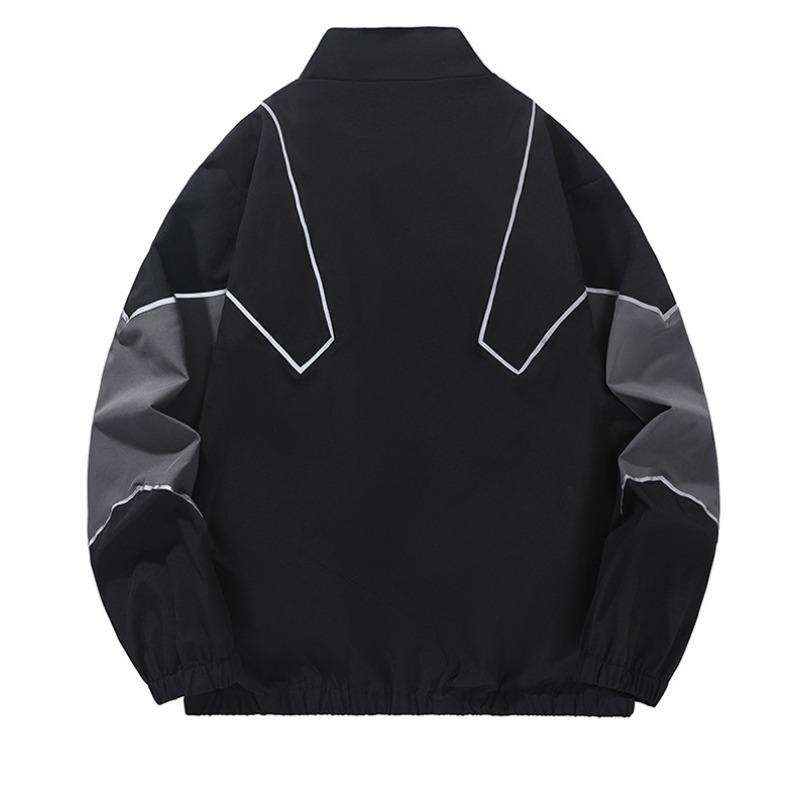 Spring Tooling Jacket Men's Sports Top Casual Stand-up Collar Reflective Strip Jacket Men's Clothing