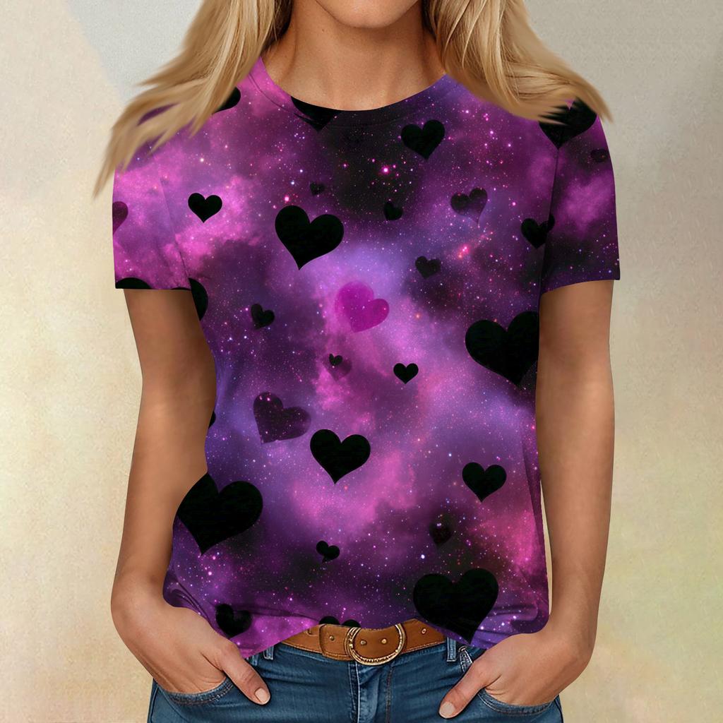 Women's Casual Fashion Valentine's Day Printed Short-Sleeve Top/T-Shirt