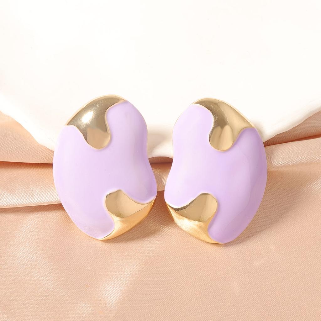 Simple and fashionable, bright-colored oil-dripping alloy stud earrings, geometric for daily commuting women