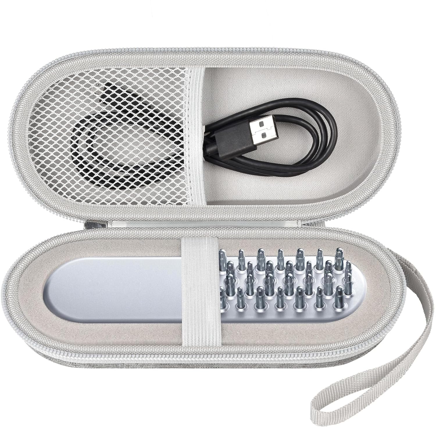 SALONIA EMS Lift Brush Compatible Travel Case Storage Bag Electric Brushes Facial Devices (with Pre-Cut Sponge) Mesh Pocket USB Cable Accessories -